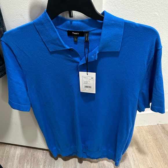 Theory Mens Blue Luxury Polo NWT $165 Size L - Picture 9 of 10